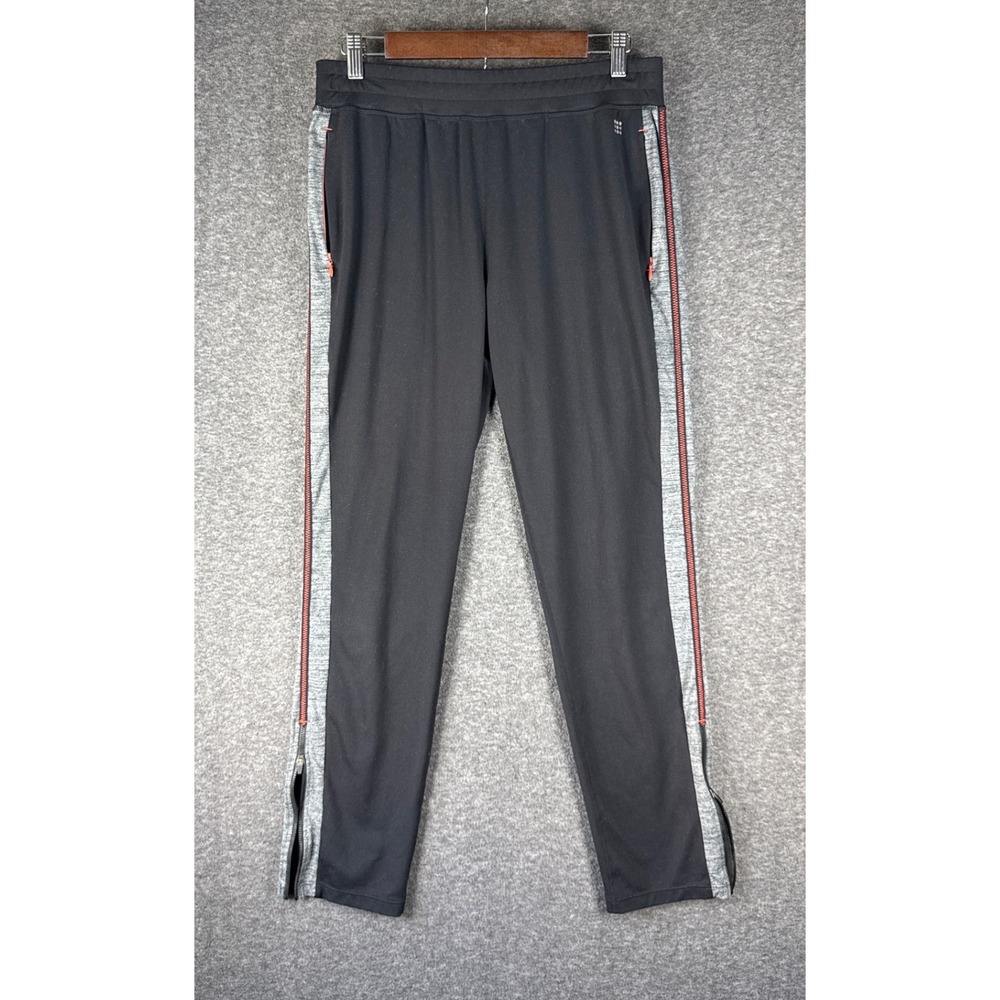 Title Nine Active Pants Womens M Black Ankle Zip Side Stripe Jogging Workout Gym